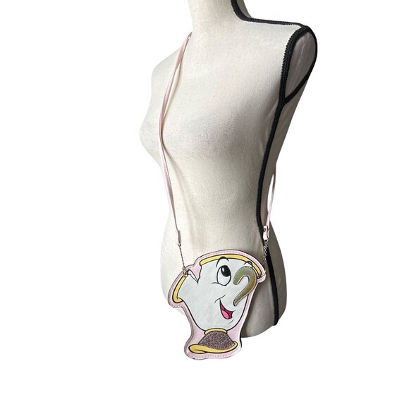 Disney Chip Beauty & The Beast Crossbody Bag Purse Pink Faux Leather Zipper - Picture 1 of 3